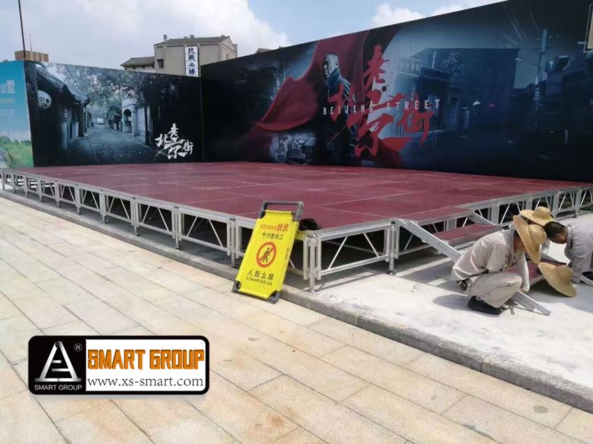 wooden stage platform